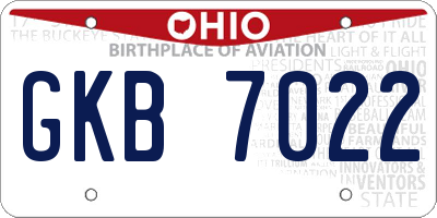 OH license plate GKB7022