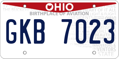 OH license plate GKB7023