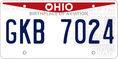 OH license plate GKB7024