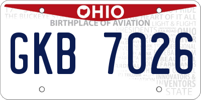 OH license plate GKB7026