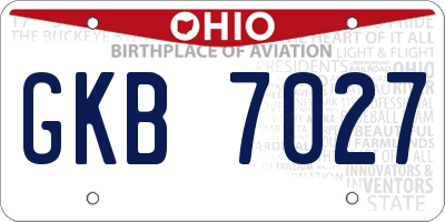OH license plate GKB7027