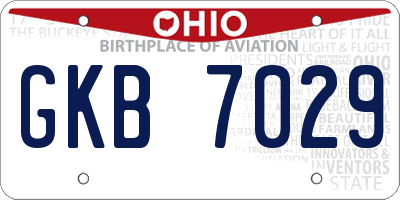 OH license plate GKB7029