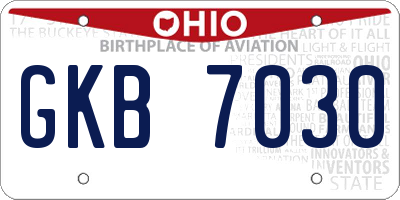 OH license plate GKB7030