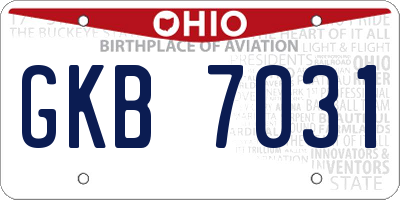 OH license plate GKB7031