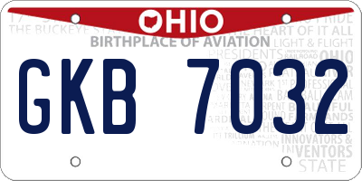 OH license plate GKB7032