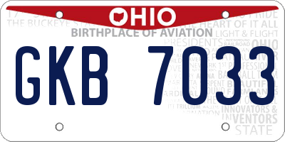 OH license plate GKB7033