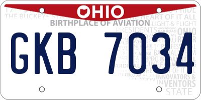 OH license plate GKB7034