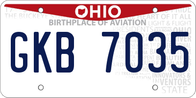 OH license plate GKB7035