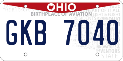 OH license plate GKB7040