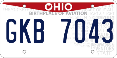 OH license plate GKB7043
