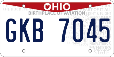 OH license plate GKB7045