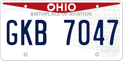 OH license plate GKB7047