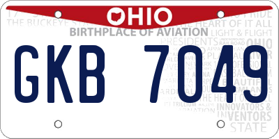 OH license plate GKB7049