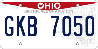OH license plate GKB7050