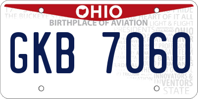 OH license plate GKB7060