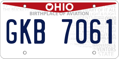 OH license plate GKB7061
