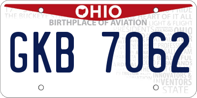 OH license plate GKB7062