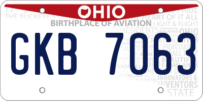 OH license plate GKB7063