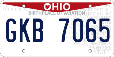 OH license plate GKB7065