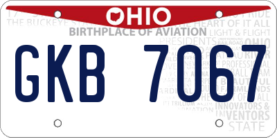 OH license plate GKB7067
