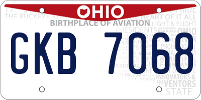 OH license plate GKB7068