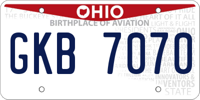 OH license plate GKB7070