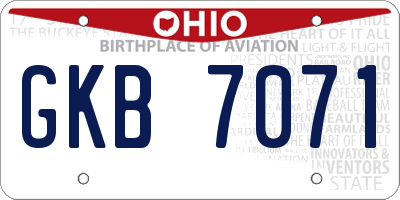 OH license plate GKB7071