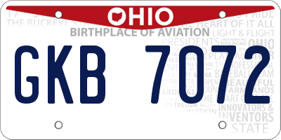 OH license plate GKB7072