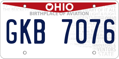 OH license plate GKB7076
