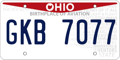 OH license plate GKB7077