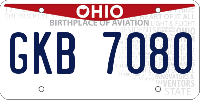 OH license plate GKB7080