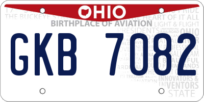 OH license plate GKB7082