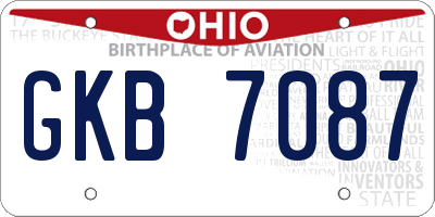OH license plate GKB7087