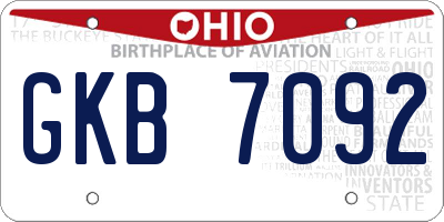 OH license plate GKB7092