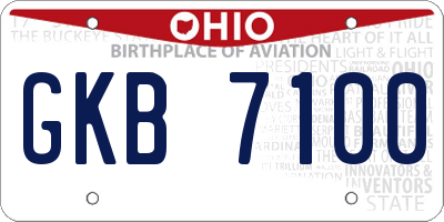 OH license plate GKB7100