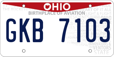 OH license plate GKB7103
