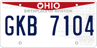 OH license plate GKB7104