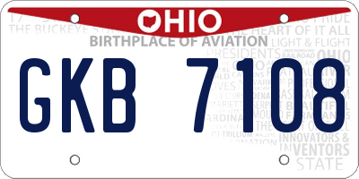 OH license plate GKB7108