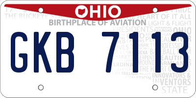 OH license plate GKB7113