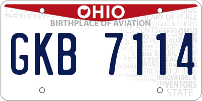 OH license plate GKB7114