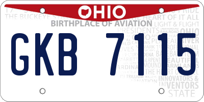 OH license plate GKB7115