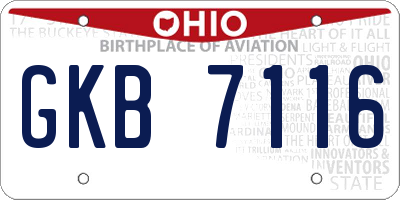 OH license plate GKB7116