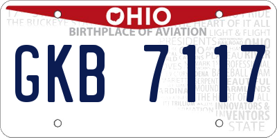 OH license plate GKB7117