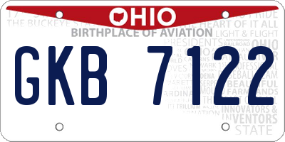 OH license plate GKB7122