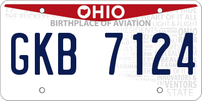 OH license plate GKB7124