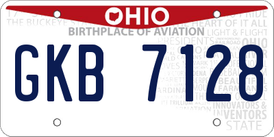OH license plate GKB7128