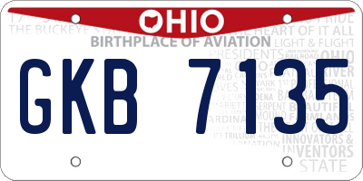 OH license plate GKB7135
