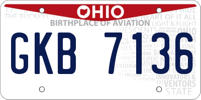 OH license plate GKB7136