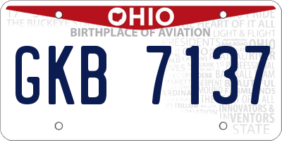OH license plate GKB7137