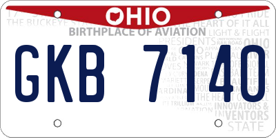 OH license plate GKB7140
